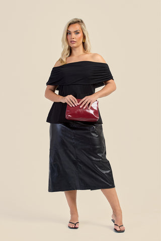 Curve Gathered Bardot Peplum Top