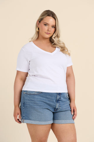 Curve V Neck Cotton Tee