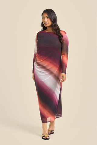 Curve Ombre mesh midi dress