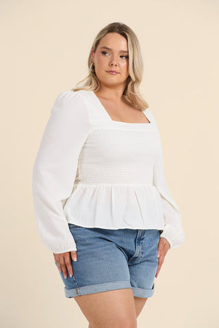 Curve Seersucker Peplum Top