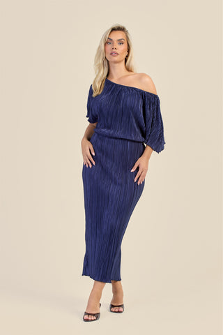Curve Plisse Drop Shoulder Midaxi Dress