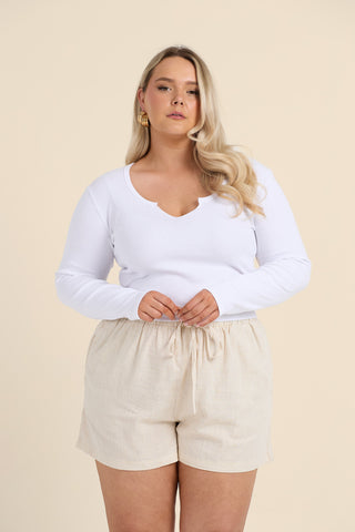 Curve Ribbed Notch Neck Top