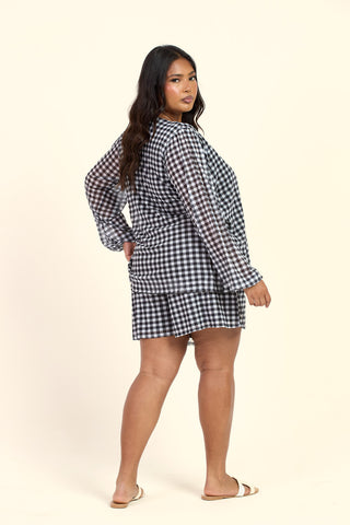 Curve Gingham Print Flippy Short