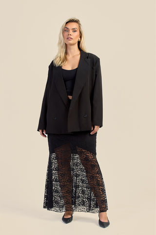 Curve Half Lined Lace Godet Detail Maxi Skirt