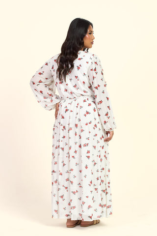 Curve Ditsy Print Tiered Wrap Belted Maxi Dress