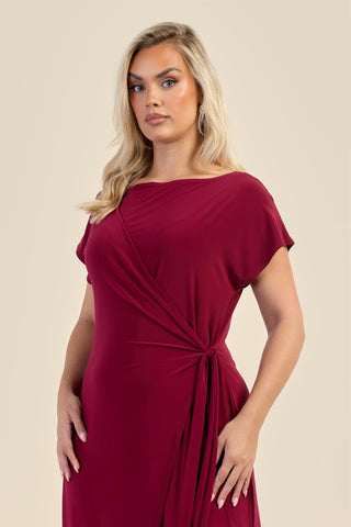 Curve Capped Sleeve Tie Side Midi Dress