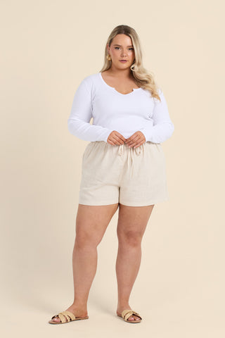 Curve Ribbed Notch Neck Top
