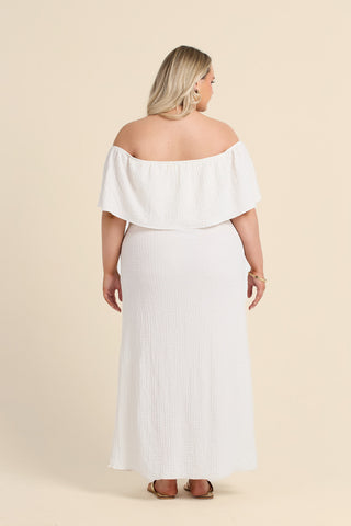 Curve Textured Bardot Resort Maxi Dress
