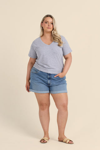 Curve V Neck Cotton Tee