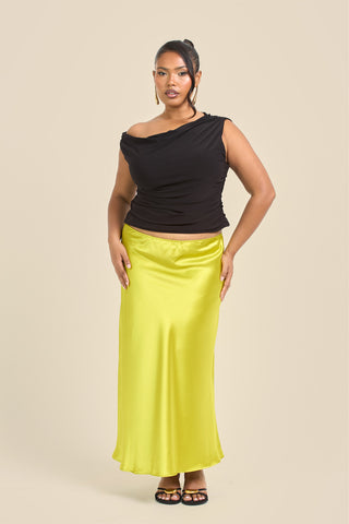 Curve Satin Bias Cut Midaxi Skirt