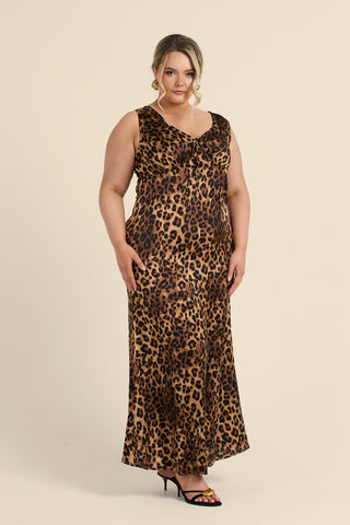 Curve Leopard Satin Slip Dress