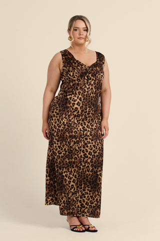 Curve Leopard Satin Slip Dress