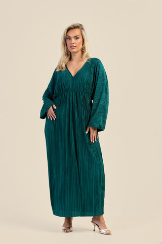 Curve Plisse Balloon Sleeve Maxi Dress