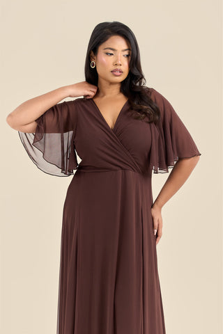Curve Angel Sleeve Wrap Front Maxi Dress