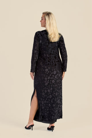 Curve velvet devore cowl neck maxi dress