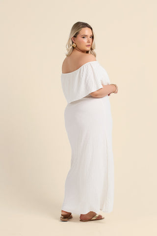 Curve Textured Bardot Resort Maxi Dress