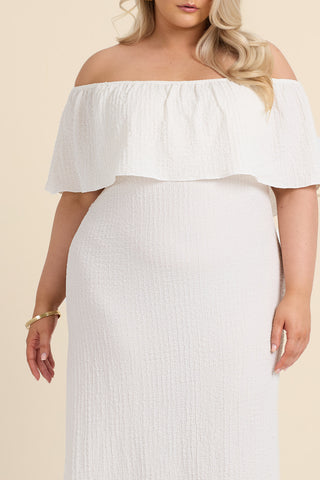 Curve Textured Bardot Resort Maxi Dress