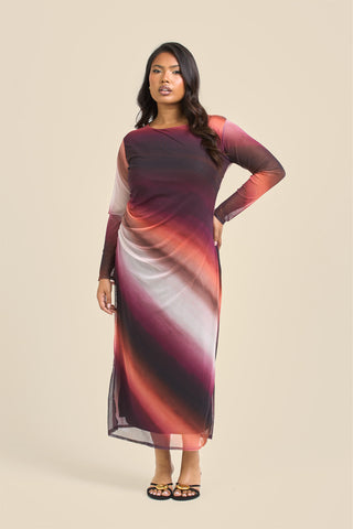 Curve Ombre mesh midi dress