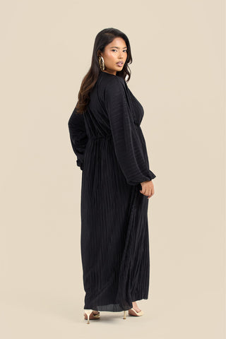 Curve Plisse Balloon Sleeve Maxi Dress