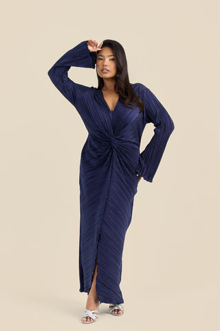 Curve Plisse Twist Front Midaxi Dress