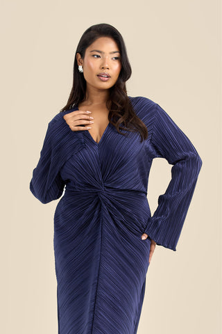 Curve Plisse Twist Front Midaxi Dress