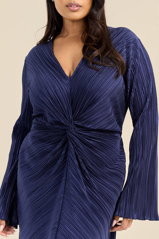 Curve Plisse Twist Front Midaxi Dress