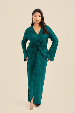 Curve Plisse Twist Front Midaxi Dress