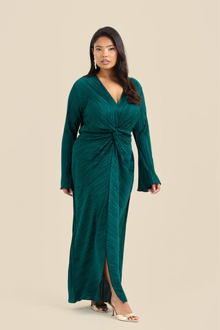 Curve Plisse Twist Front Midaxi Dress