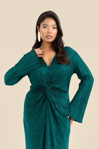 Curve Plisse Twist Front Midaxi Dress