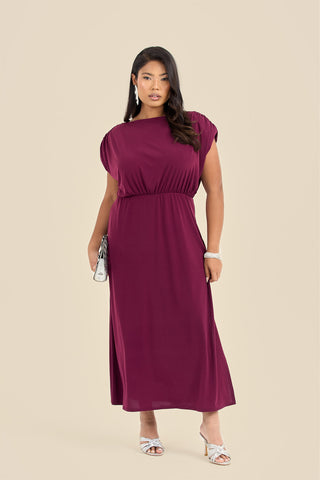 Plus Size Statement Shoulder Pad Midi Dress