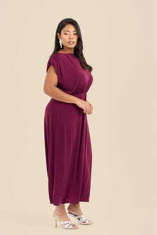 Plus Size Statement Shoulder Pad Midi Dress