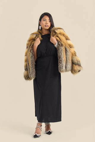 Plus Size Statement Shoulder Pad Midi Dress