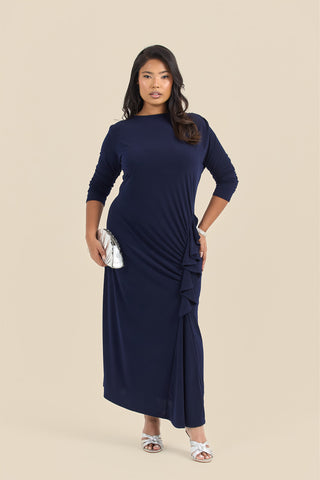 Plus Size Ruffle Side Midi Dress