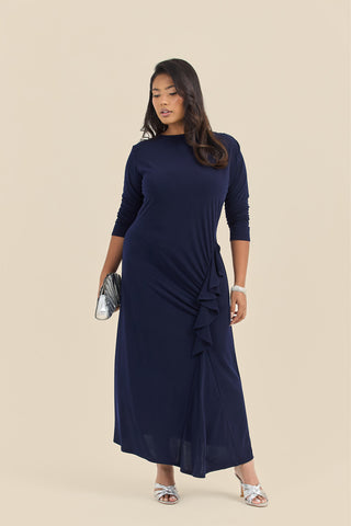 Plus Size Ruffle Side Midi Dress