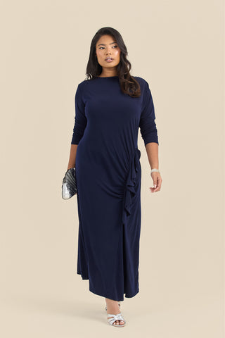 Plus Size Ruffle Side Midi Dress