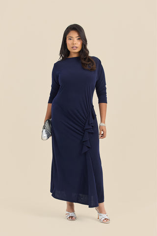 Plus Size Ruffle Side Midi Dress