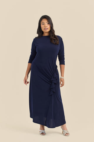 Plus Size Ruffle Side Midi Dress