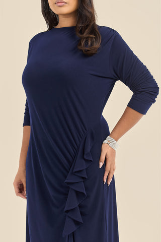 Plus Size Ruffle Side Midi Dress