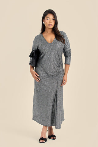 Plus Size Plunge Ruched Side Midaxi Dress