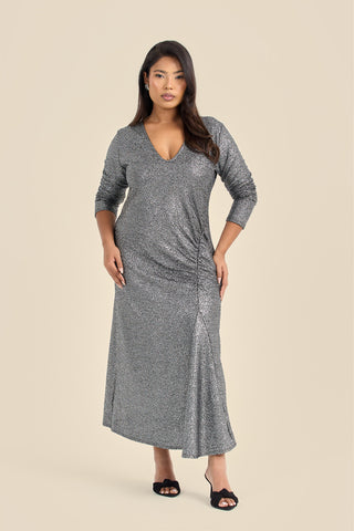 Plus Size Plunge Ruched Side Midaxi Dress