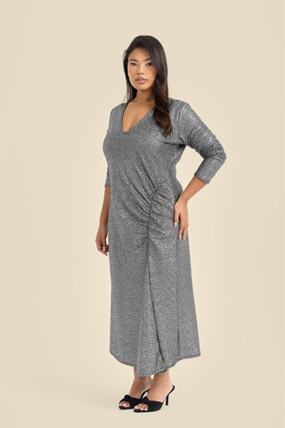 Plus Size Plunge Ruched Side Midaxi Dress