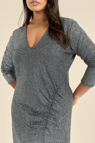 Plus Size Plunge Ruched Side Midaxi Dress