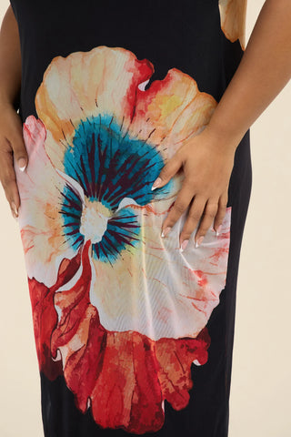 Curve Strappy Mesh Maxi Dress in Statement Floral Print