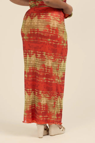 Curve Mesh maxi skirt in tye dye