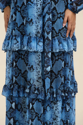 Curve Ruffle Snake Print Maxi Dress