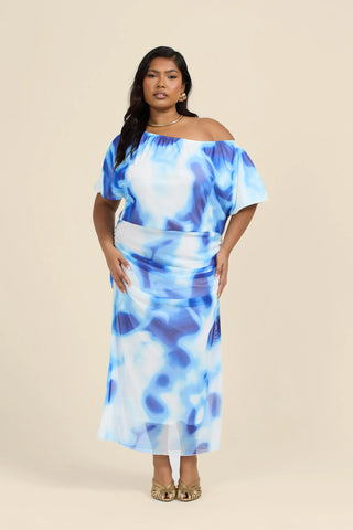 Curve Drop Shoulder Tie Dye Midaxi Dress