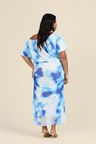 Curve Drop Shoulder Tie Dye Midaxi Dress