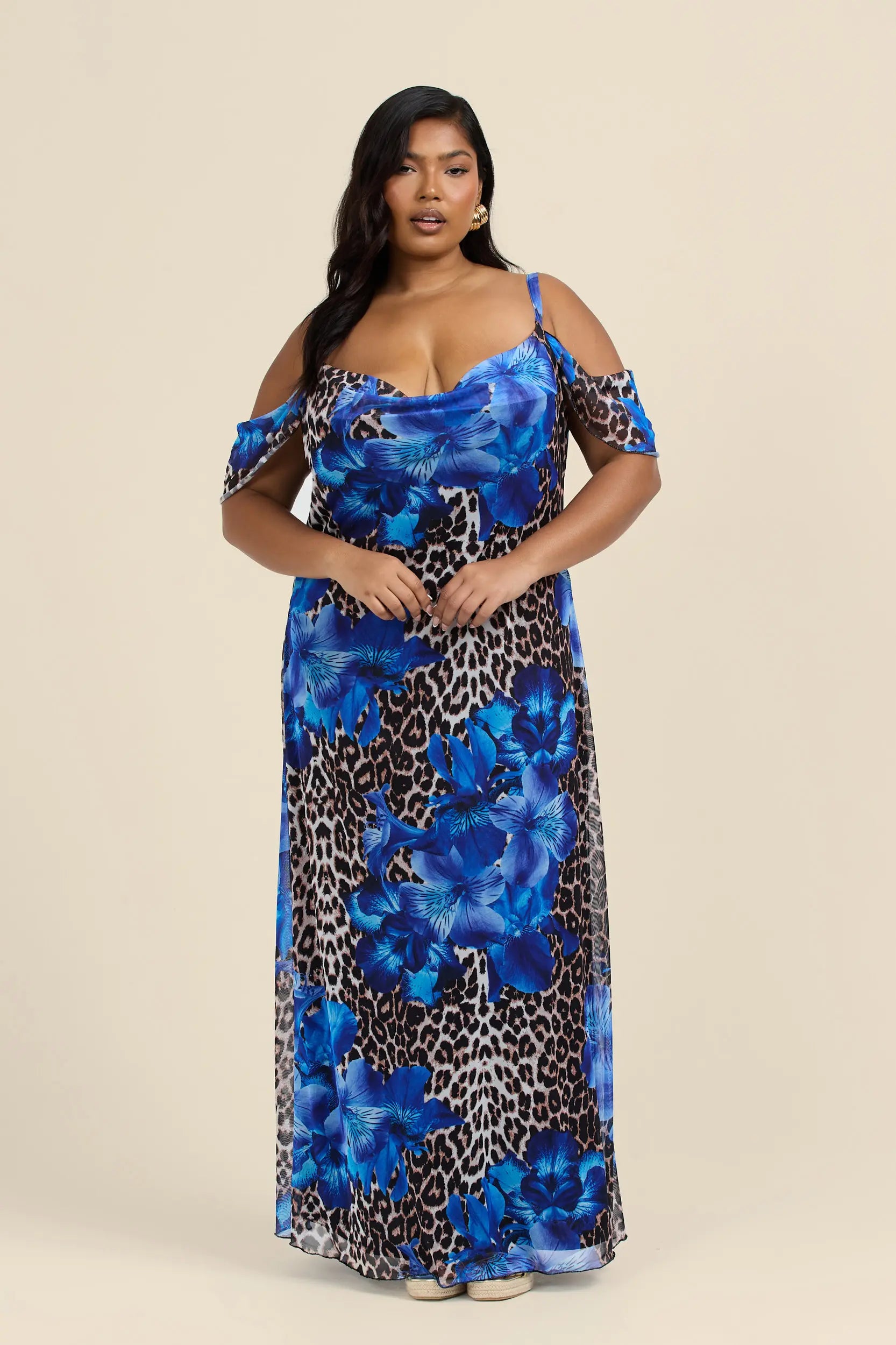 Curve Cold Shoulder Leopard and Floral Maxi Dress – Fashion//SZN