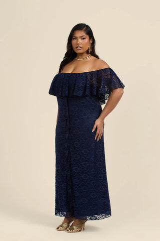 Curve All Over Lace Bardot Midaxi Dress