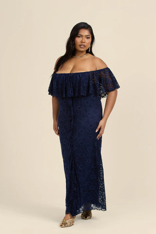 Curve All Over Lace Bardot Midaxi Dress